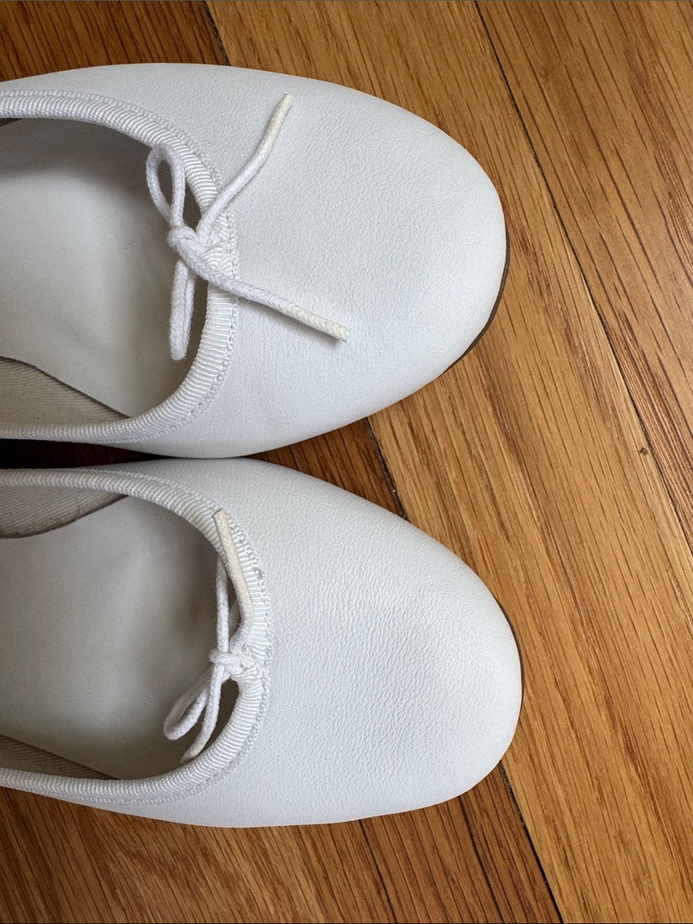 Repetto White Leather Ballet Flats with Bow Trim - Picture 4 of 4
